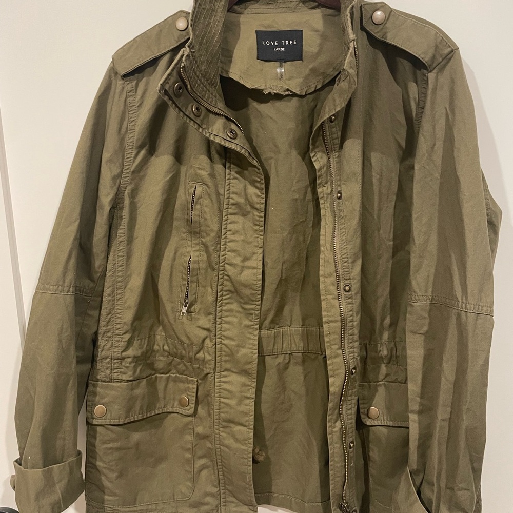Love Tree Olive Green utility Jacket